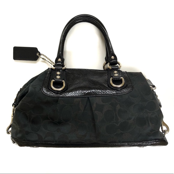Coach Ashley Signature Satchel Black Canvas Bag - Picture 3 of 13